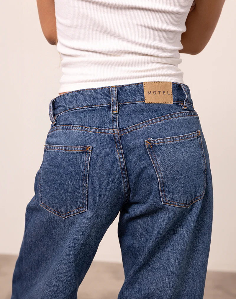 Roomy Extra Wide Low Rise Jeans in Mid Blue Used - Image 3