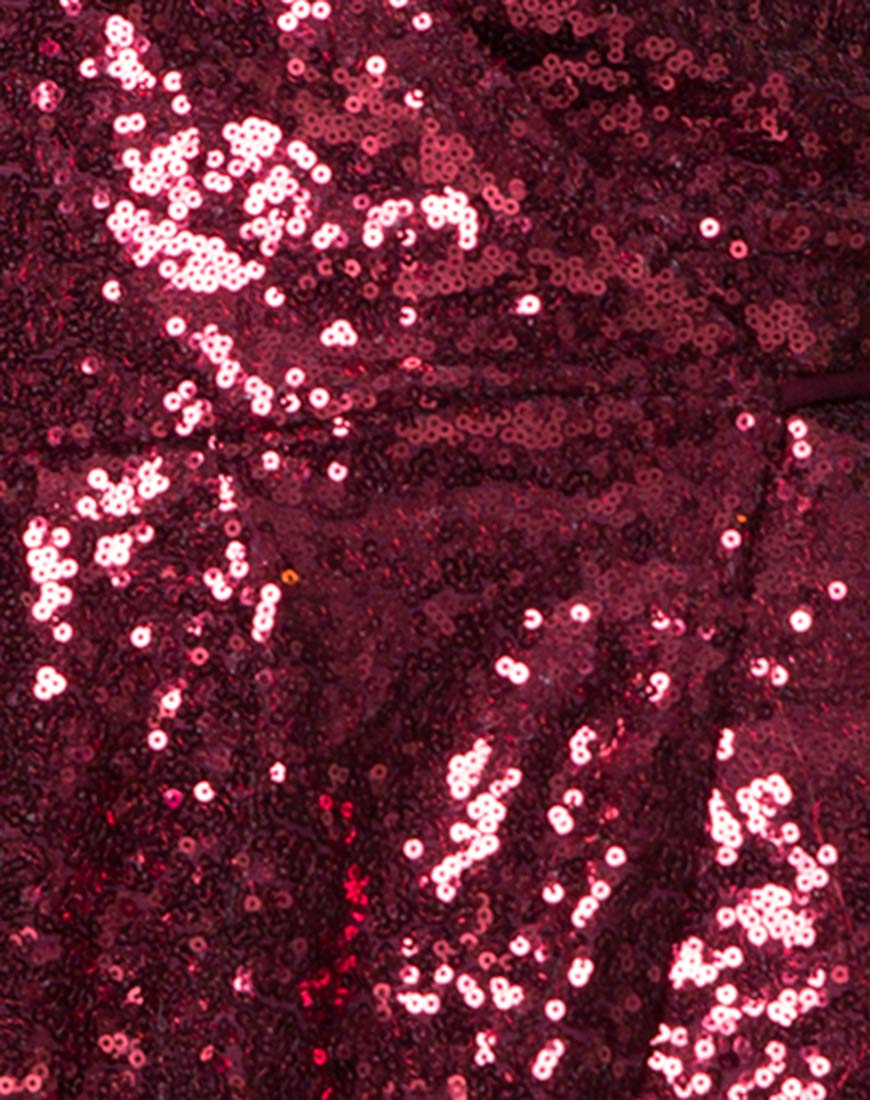 Fabia Wrap Dress in Mini Sequin Burgundy - Image 5