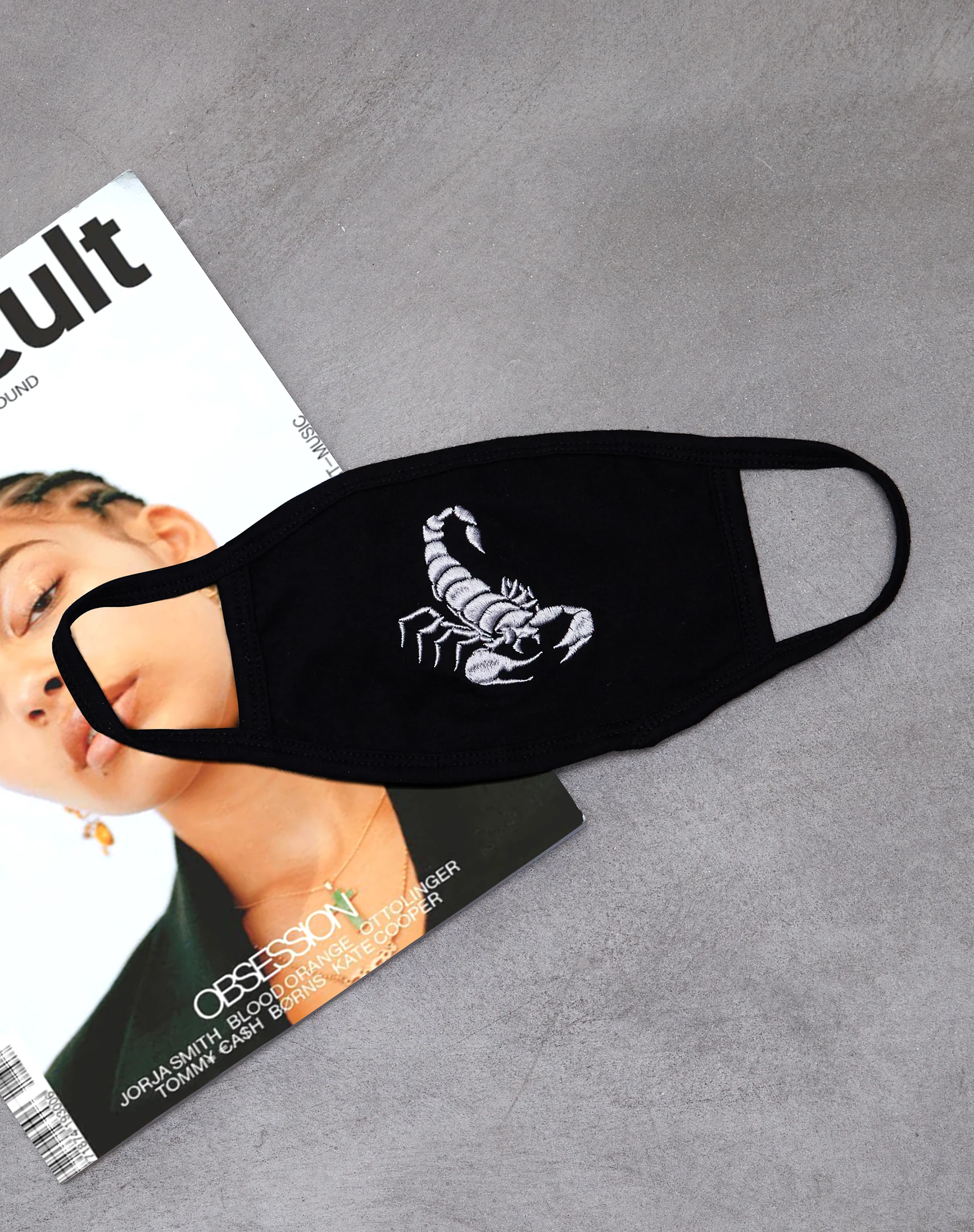 Face Mask in Black Scorpion White Embro - Image 2