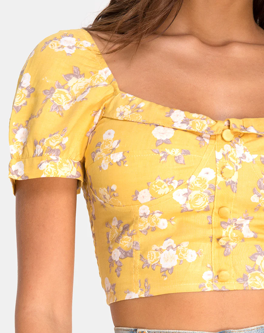 Fahrani Top in Rose Bunch Yellow - Image 6
