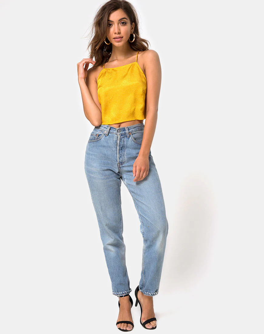 Fair Cami Top in Satin Mustard - Image 3