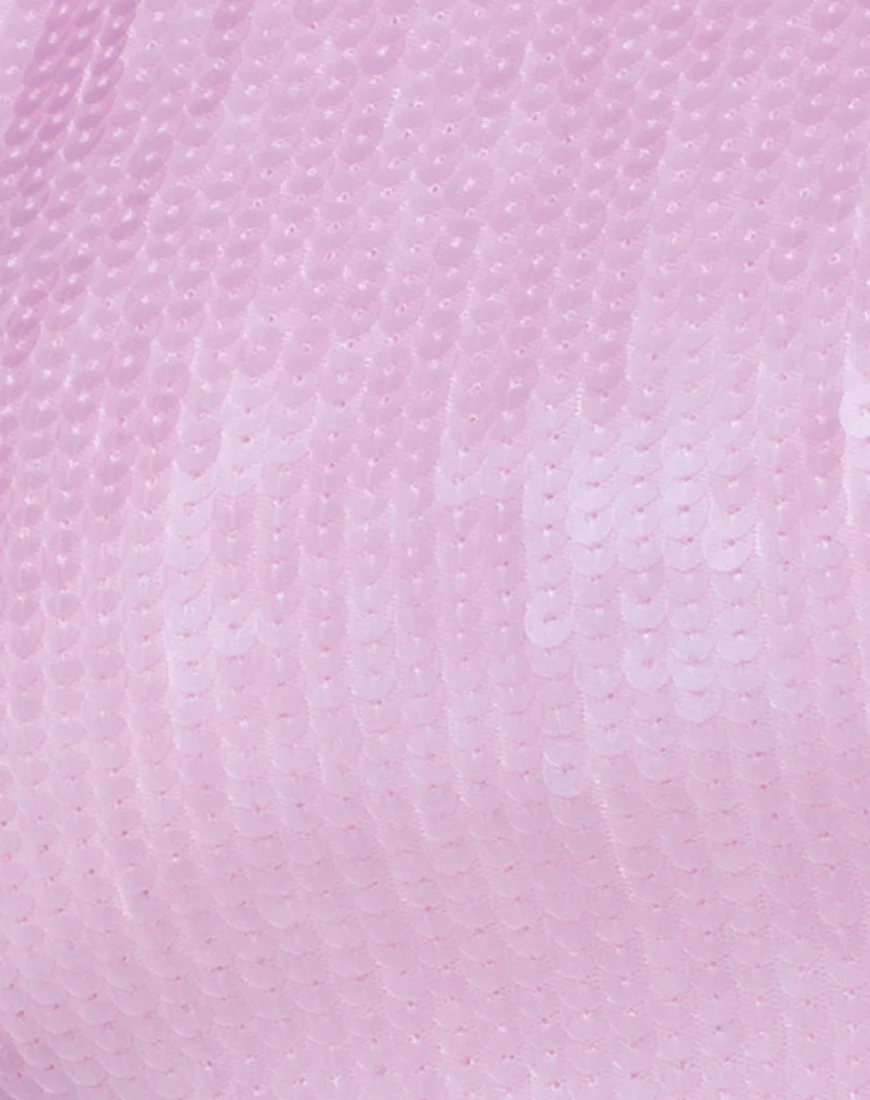 Faith Crop Top in Pink Tint Sequin - Image 5