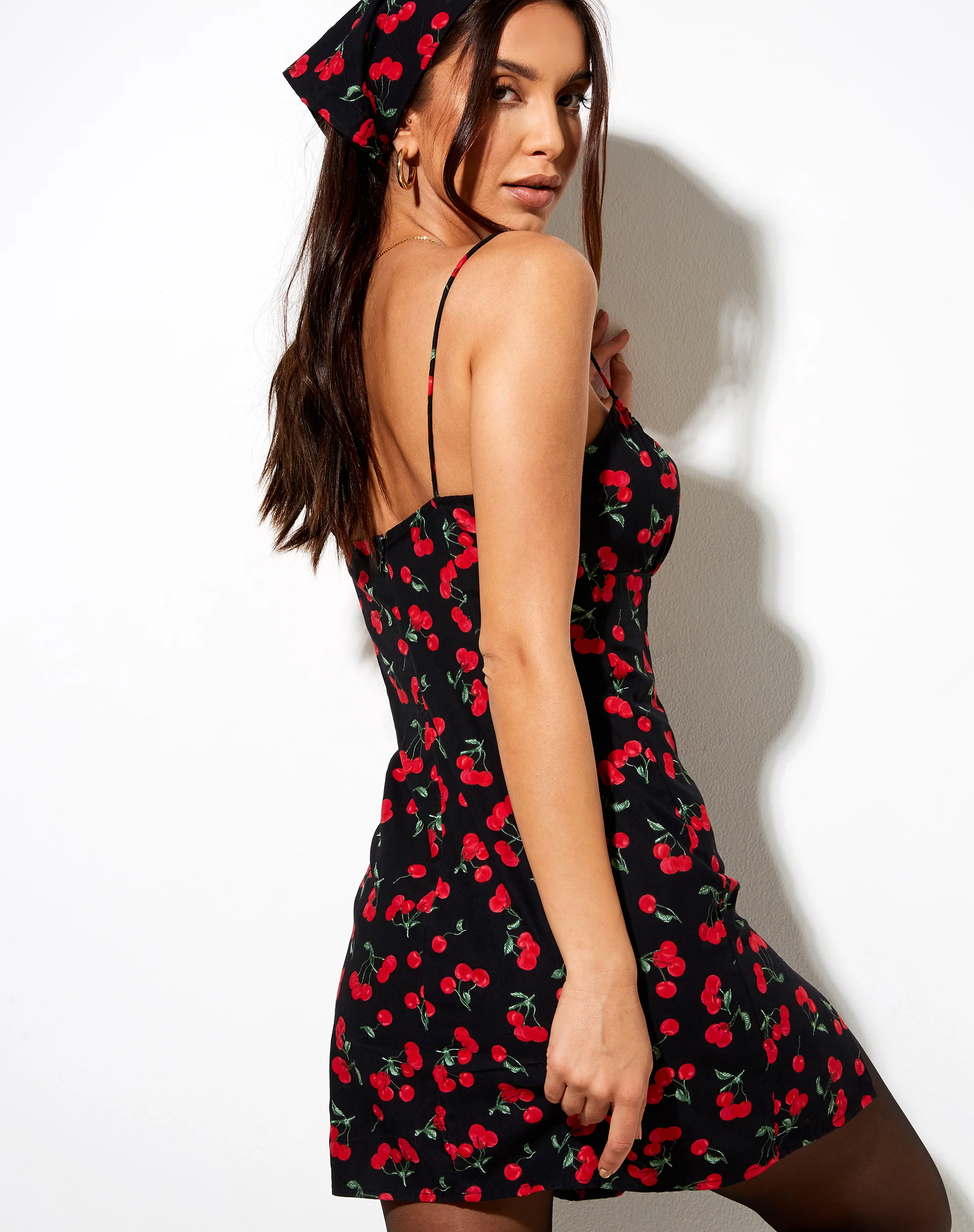 Famala Mini Dress in Cherries Black - Image 2