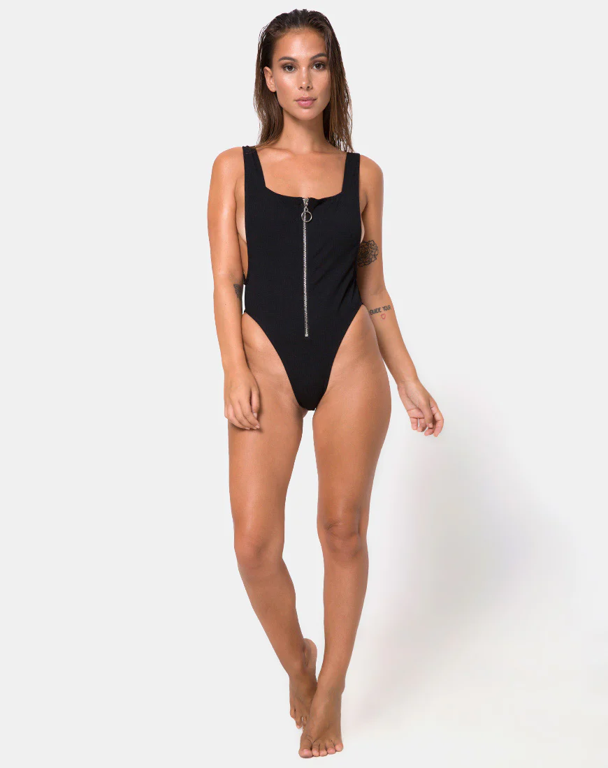 Farica Swimsuit in Mini Rib Onyx - Image 3