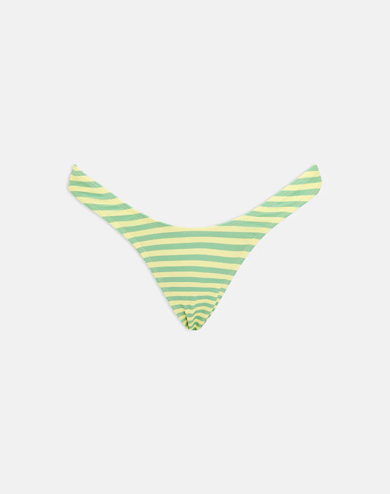 Farida Bikini Bottom in Vivid Lines Green and Yellow - Image 5