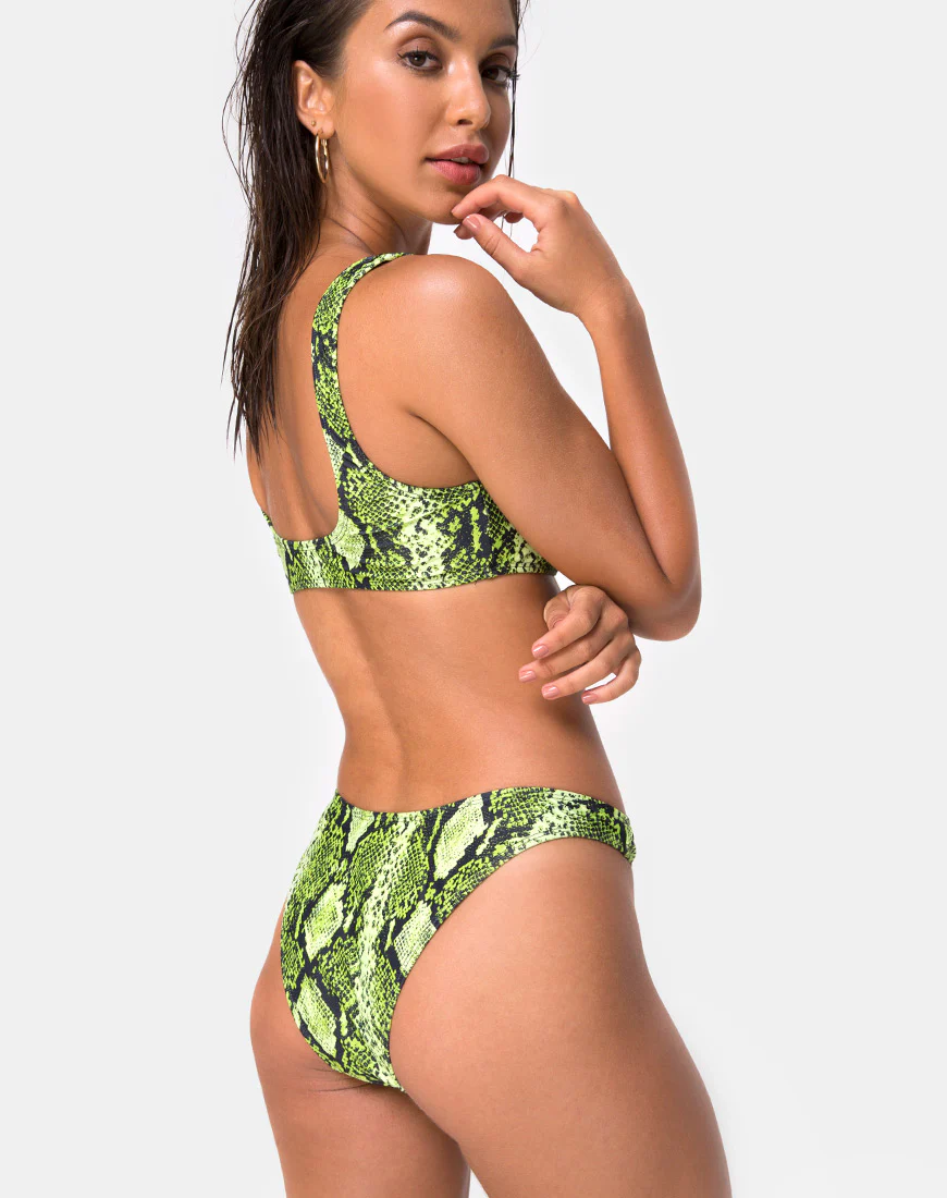 Farida Bikini Top in Slime Lime Snake - Image 2