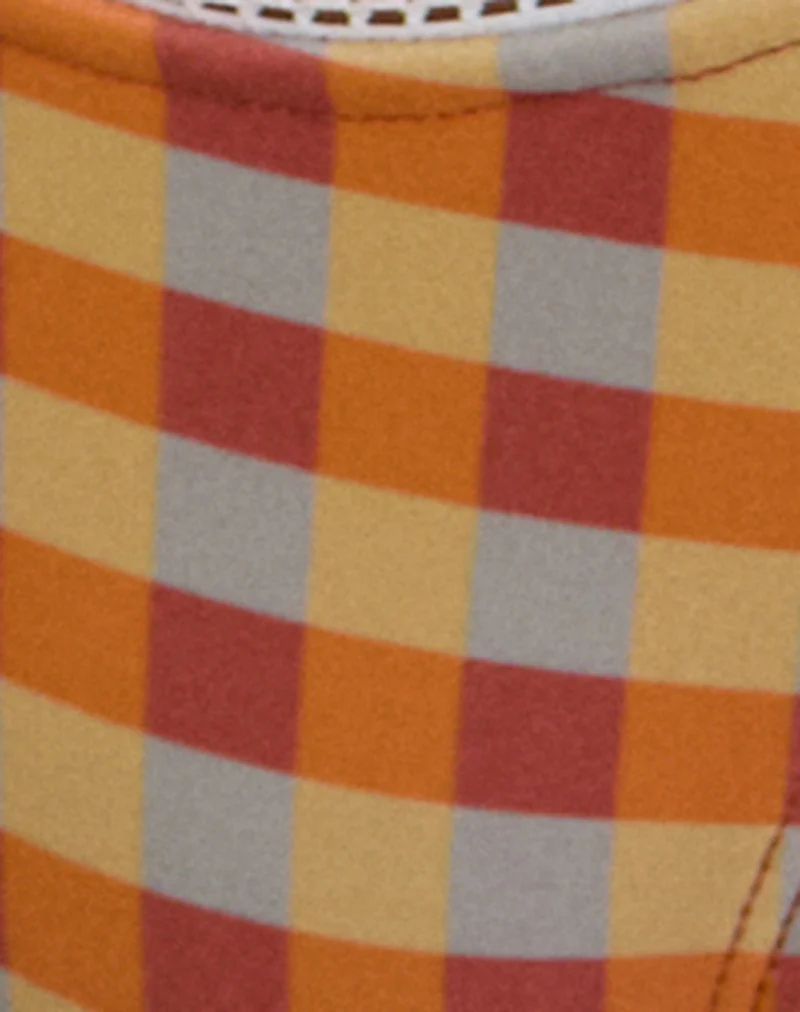 Farida Bikini Bottom with Picot Trim in Urban Check Orange and Yellow - Image 7