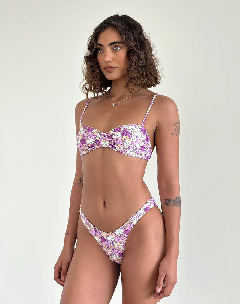 Farida Bikini Bottoms in Bright Floral Orange and Purple - Image 4