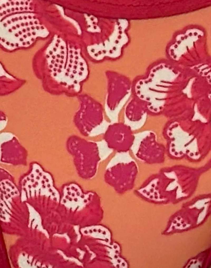 Farida Bikini Bottoms in Floral Fun Orange with Contrast Binding - Image 5