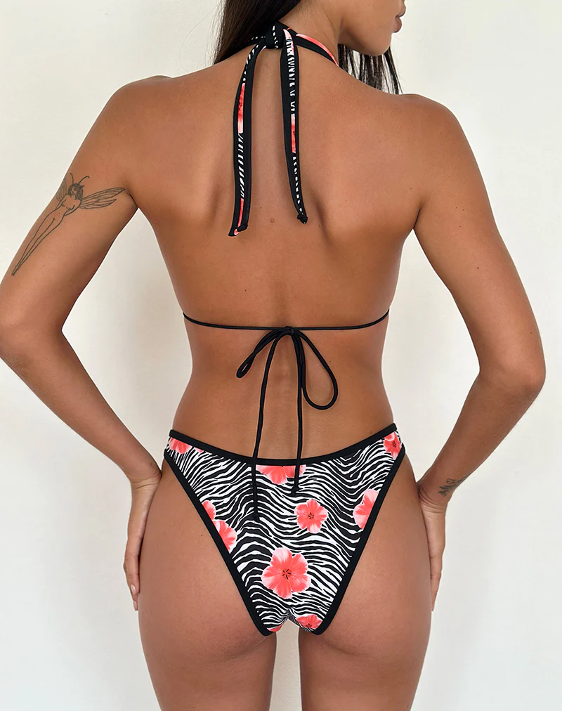 Farida Bikini Bottom in Floral Zebra with Contrast Binding - Image 6