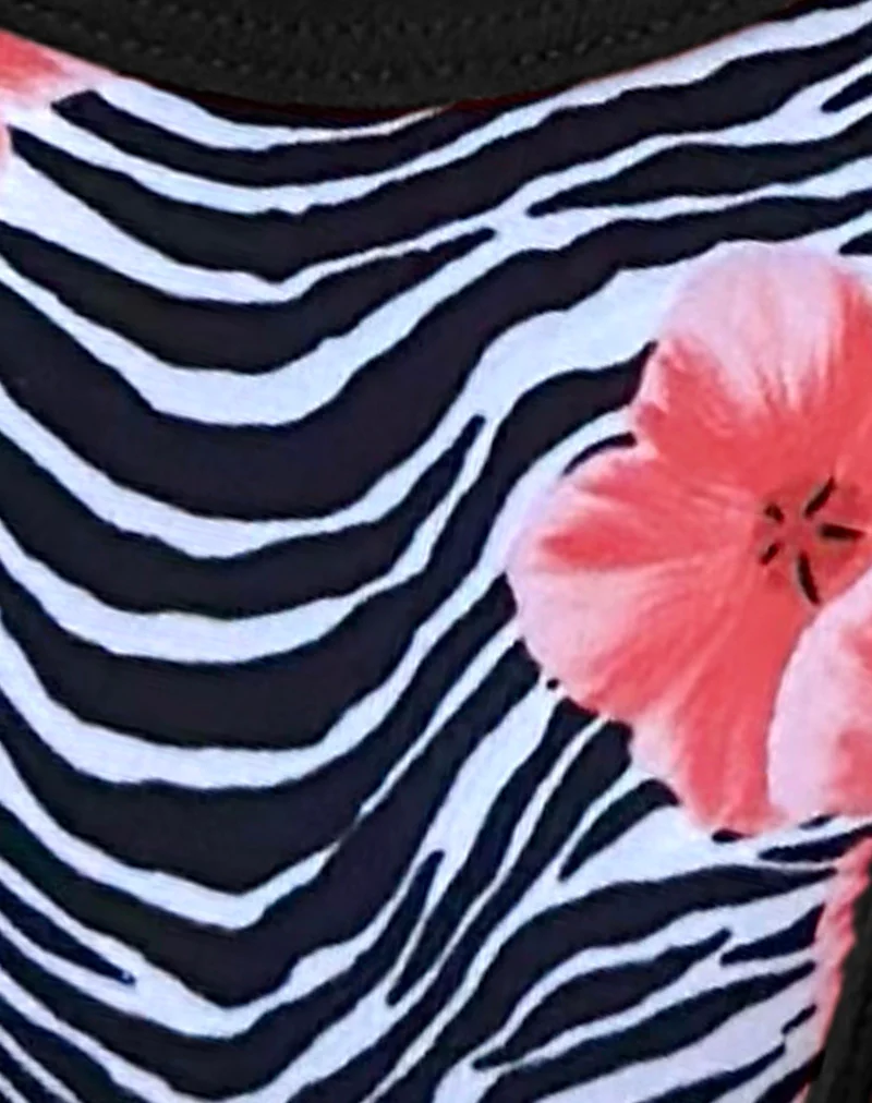 Farida Bikini Bottom in Floral Zebra with Contrast Binding - Image 7