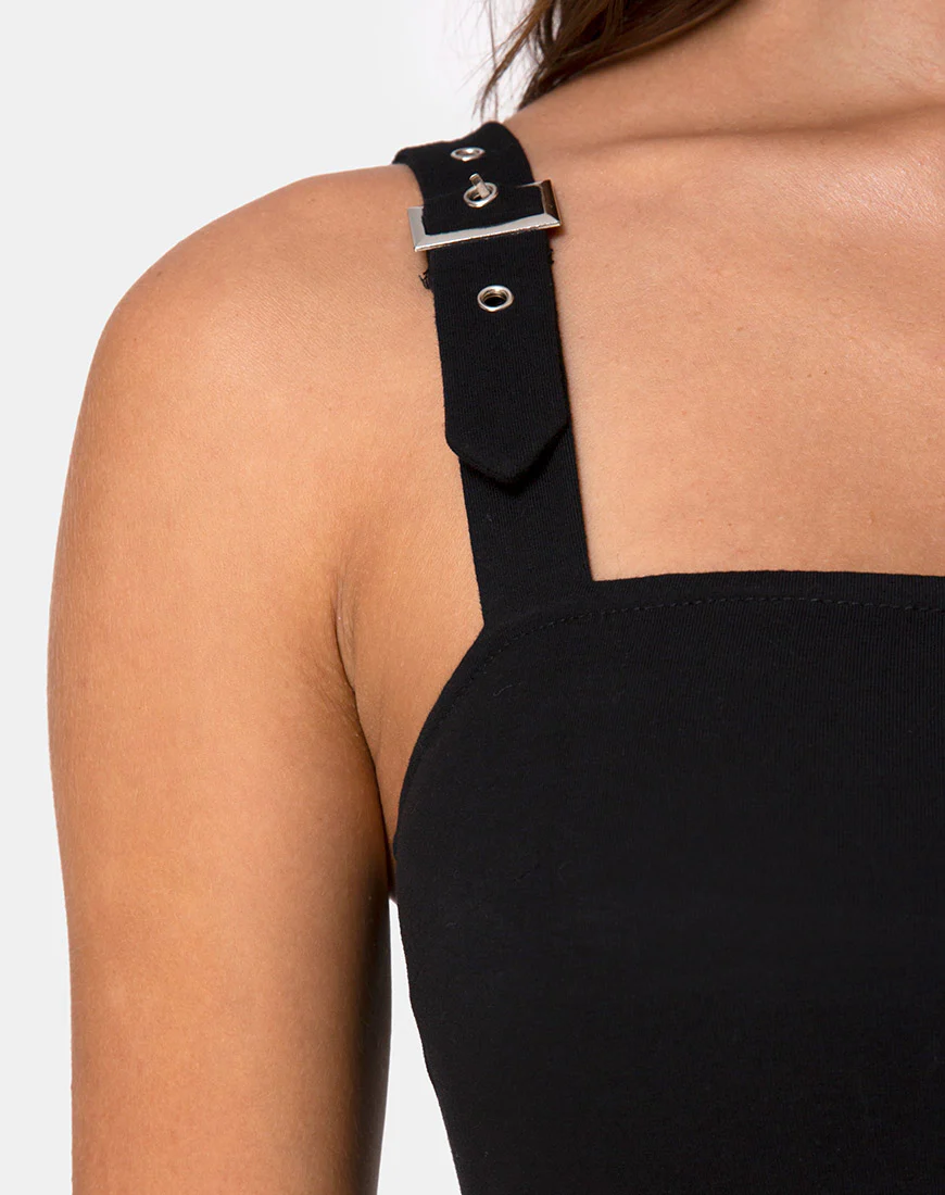 Farlie Bodycon Buckle Dress in Black - Image 5