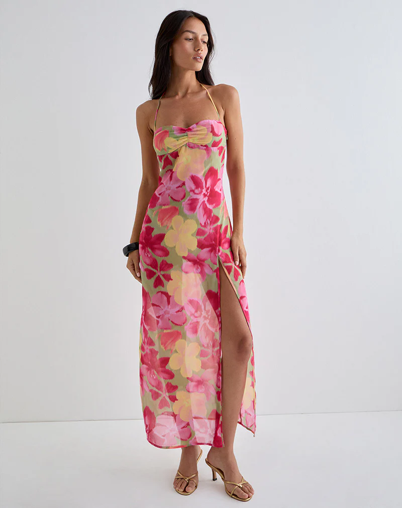 Fasha Maxi Dress in Bold Multi Colour Floral - Image 3