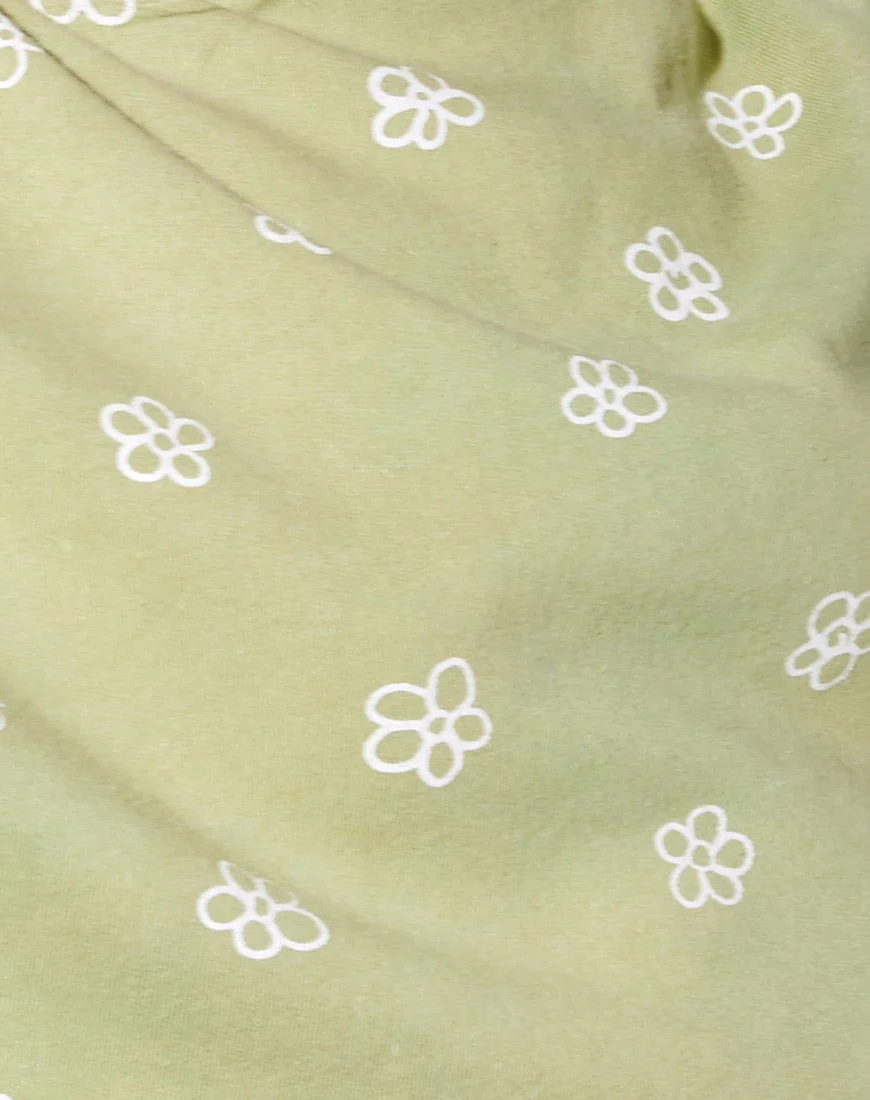 Faw Crop Top in Small Graffiti Flower Sage - Image 5