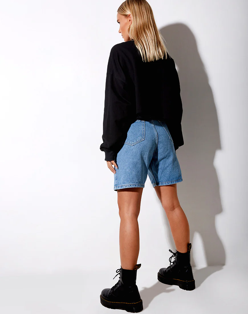 Fawly Crop Top in Black 'Angel' Embro in Neon Green - Image 4