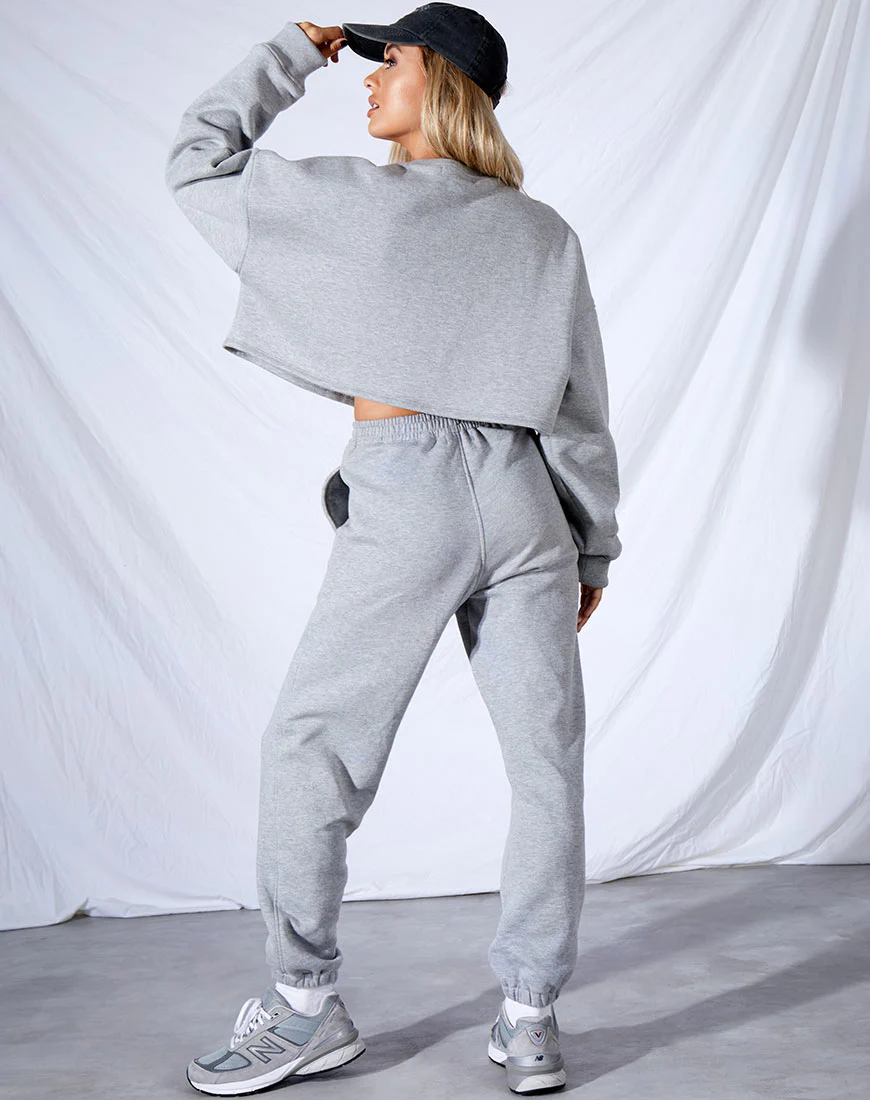 Fawly Crop Top in Grey Marl 'Saint' Embro - Image 3