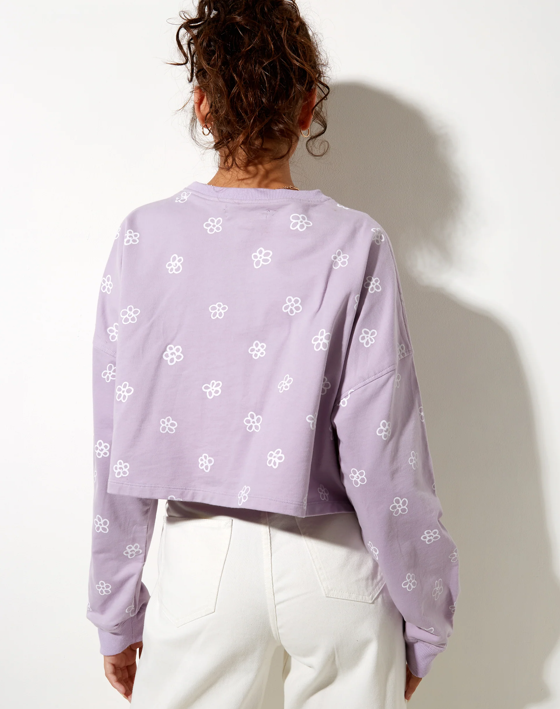 Fawly Crop Top in Small Graffiti Flower Lilac - Image 2