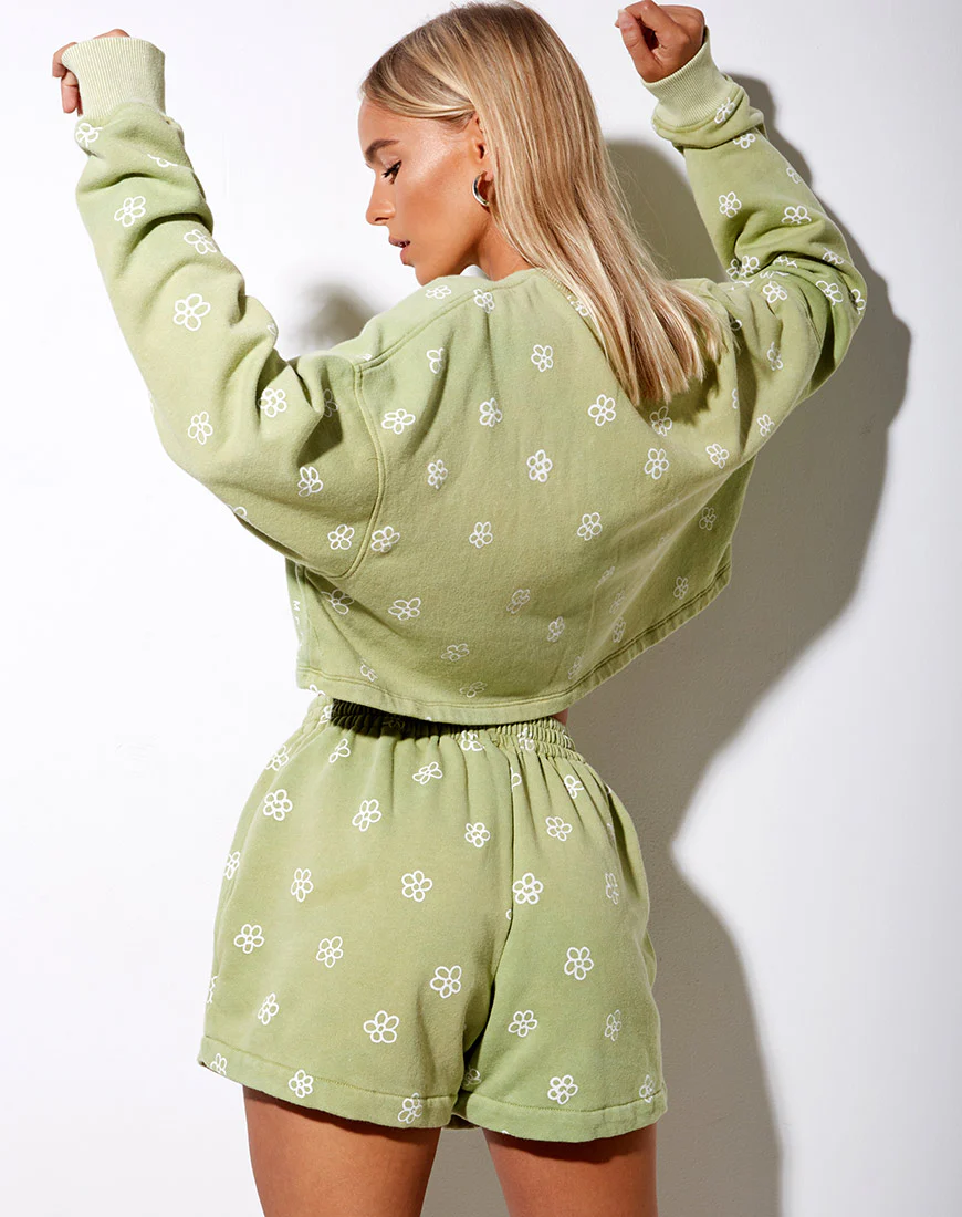 Fawly Crop Top in Small Graffiti Flower Sage - Image 5