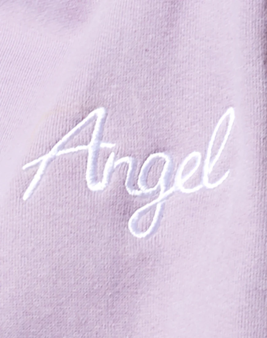 Fawly Crop Top in Violet 'Angel' Embro in White - Image 7