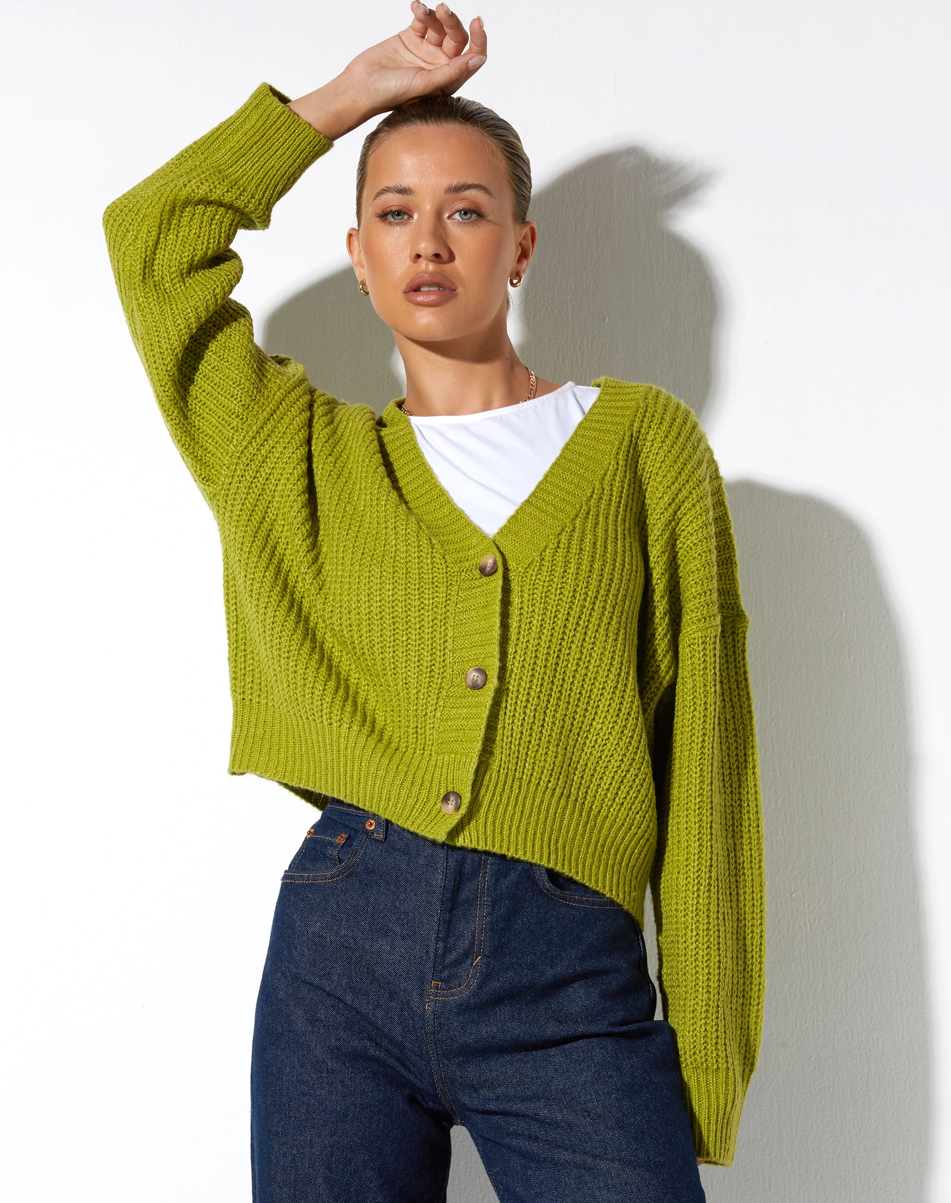 Faya Cardigan in Knit Sour Apple - Image 2