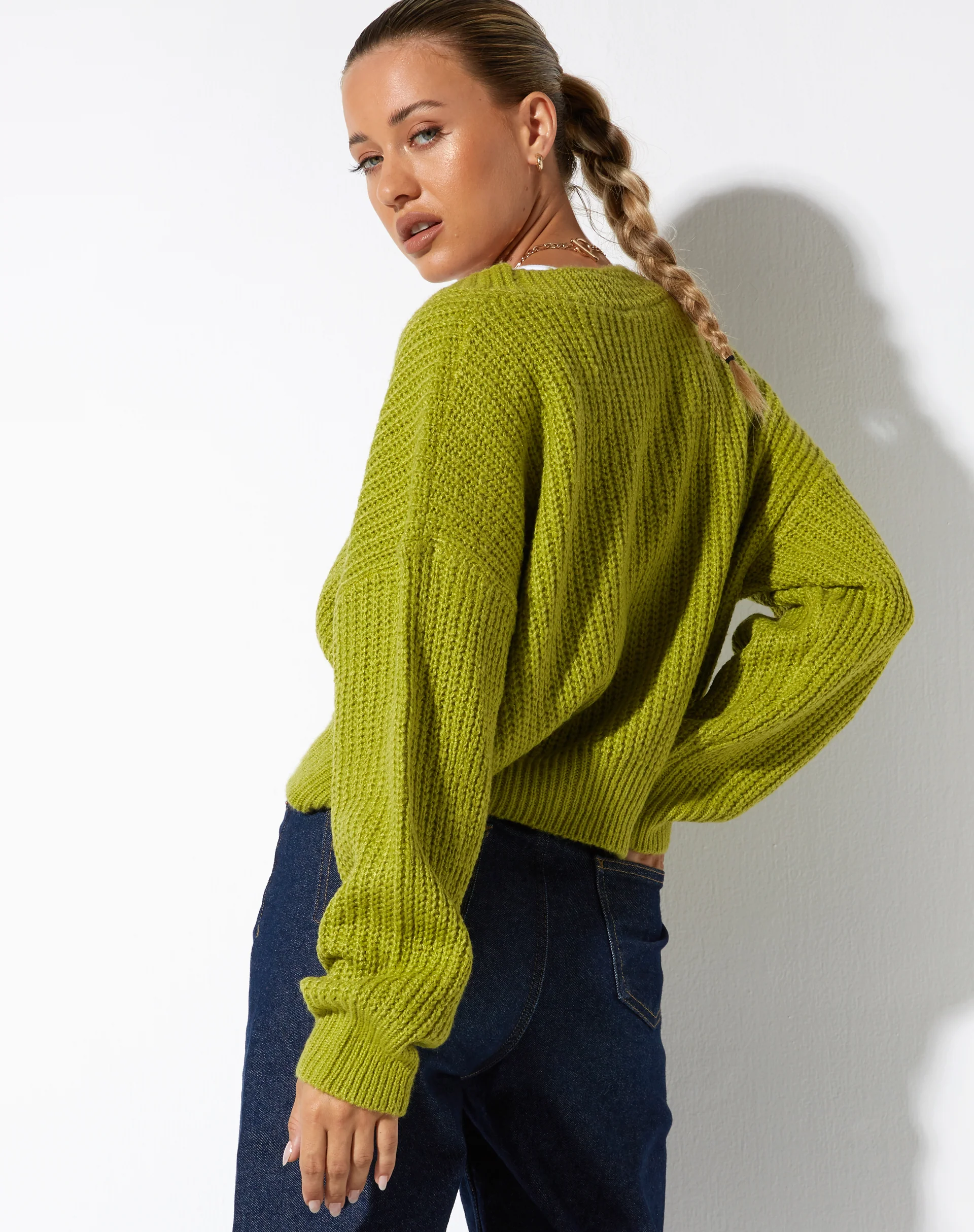 Faya Cardigan in Knit Sour Apple - Image 3