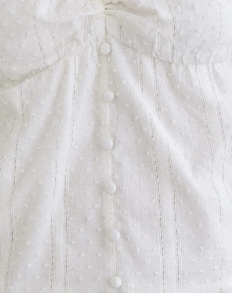 Fayra Bardot Corset Top in Cotton Dobby White - Image 5