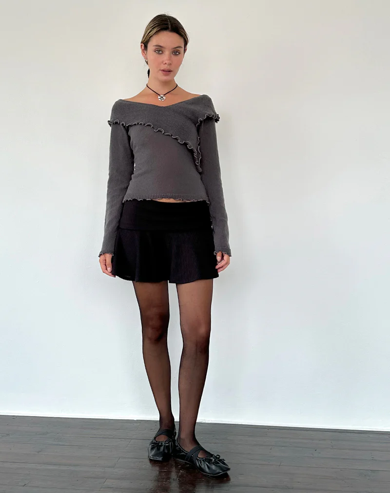 Febby Sheer Knit Jumper in Dark Charcoal - Image 3
