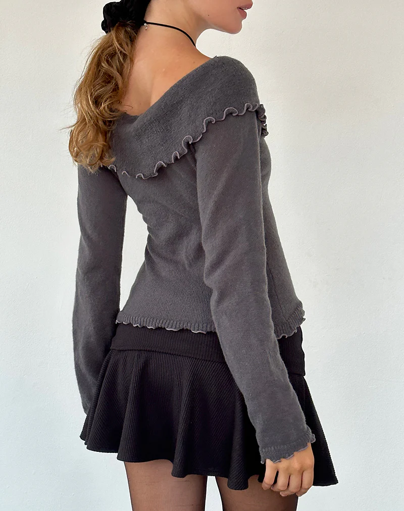 Febby Sheer Knit Jumper in Dark Charcoal - Image 5