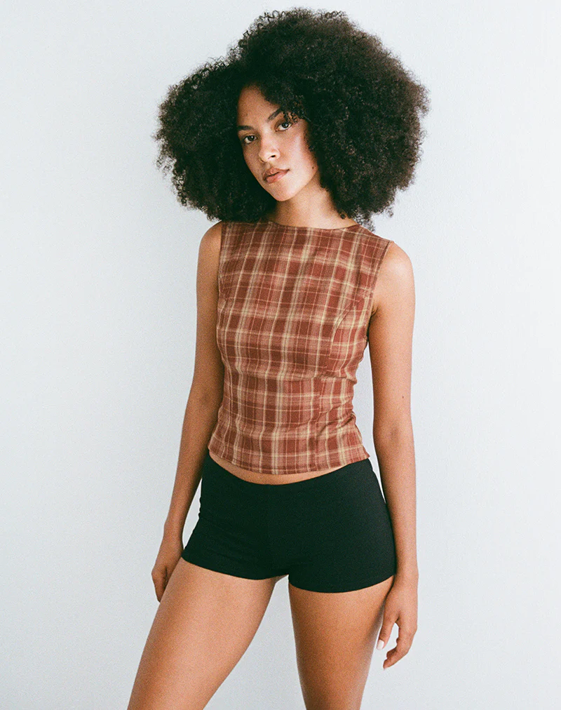 Felia Tie Back Top in Red Check - Image 4