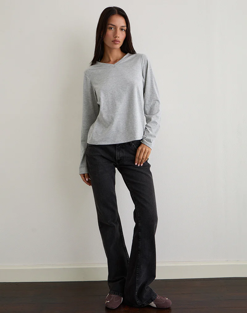 Feman Top in Jersey Grey Marl - Image 2