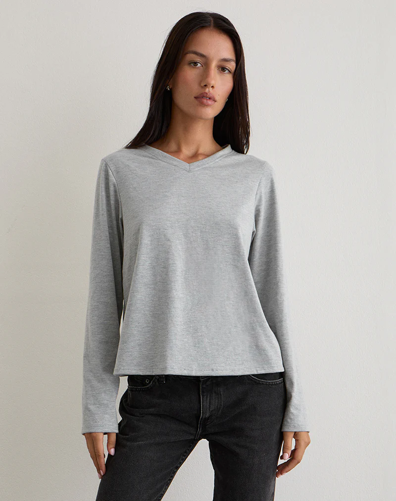 Feman Top in Jersey Grey Marl - Image 4