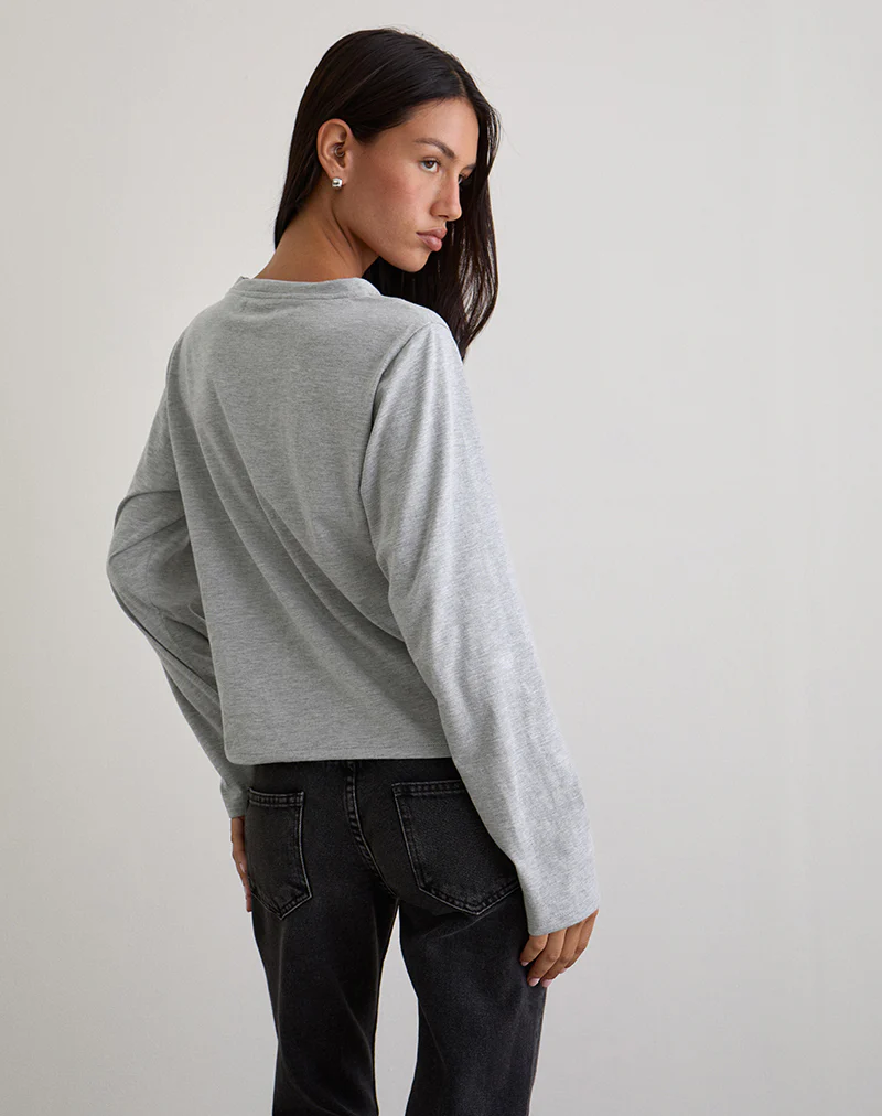 Feman Top in Jersey Grey Marl - Image 5