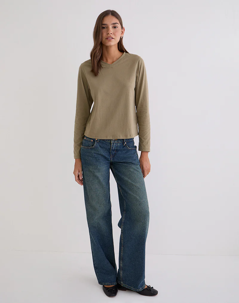 Feman Top in Jersey Khaki - Image 2