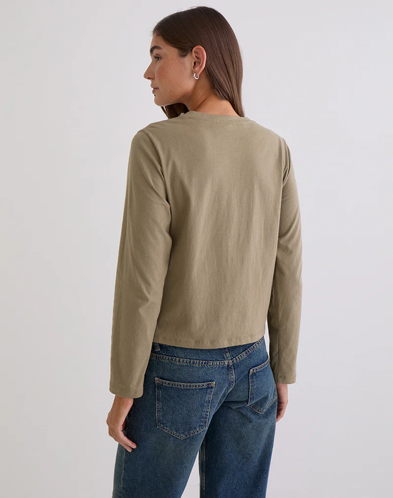 Feman Top in Jersey Khaki - Image 3