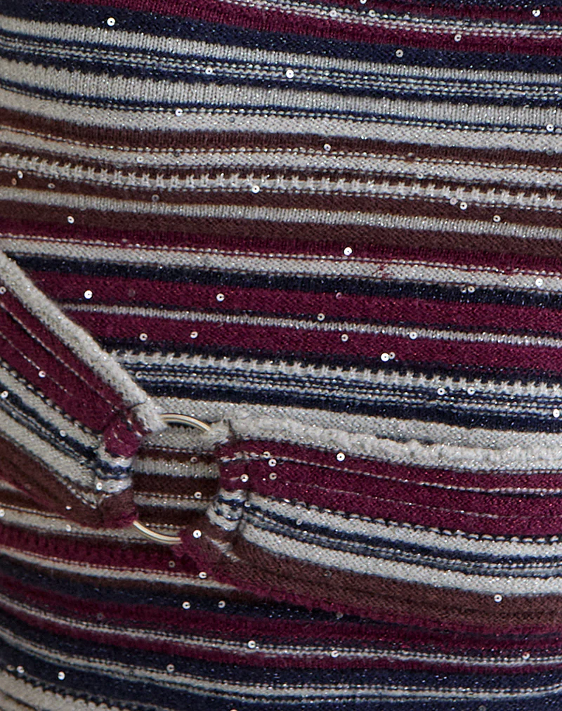 Feraya Top in Horizontal Stripe Maroon Navy Shimmer - Image 7