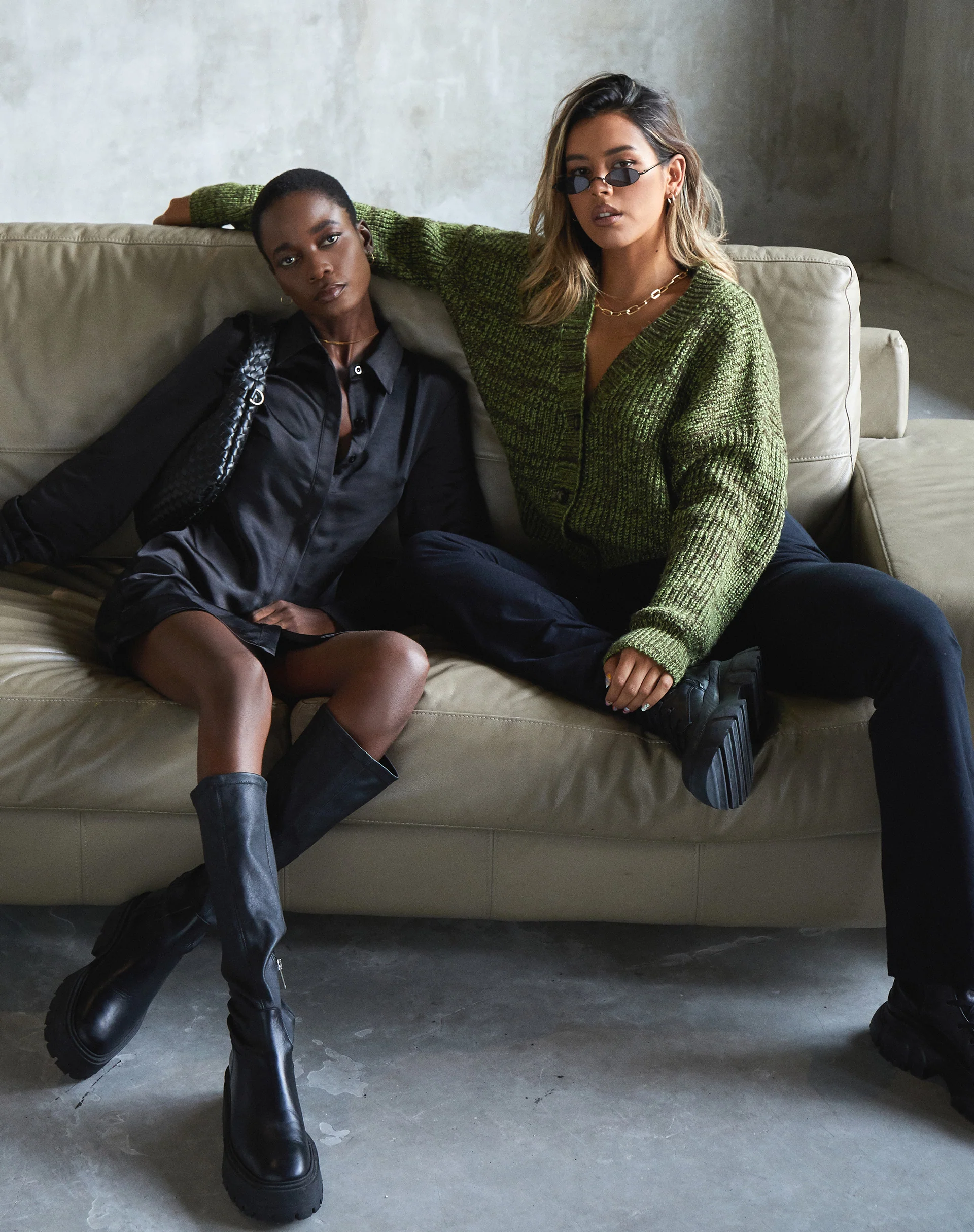 Fia Cardigan in Black and Green - Image 2