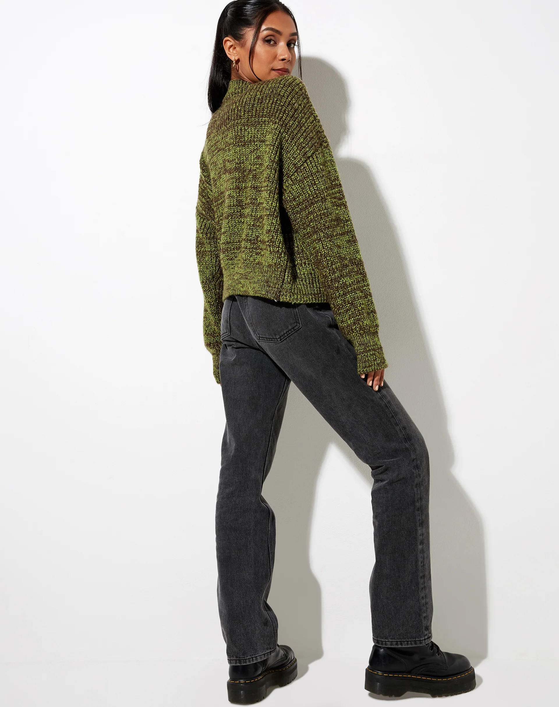 Fia Cardigan in Black and Green - Image 3