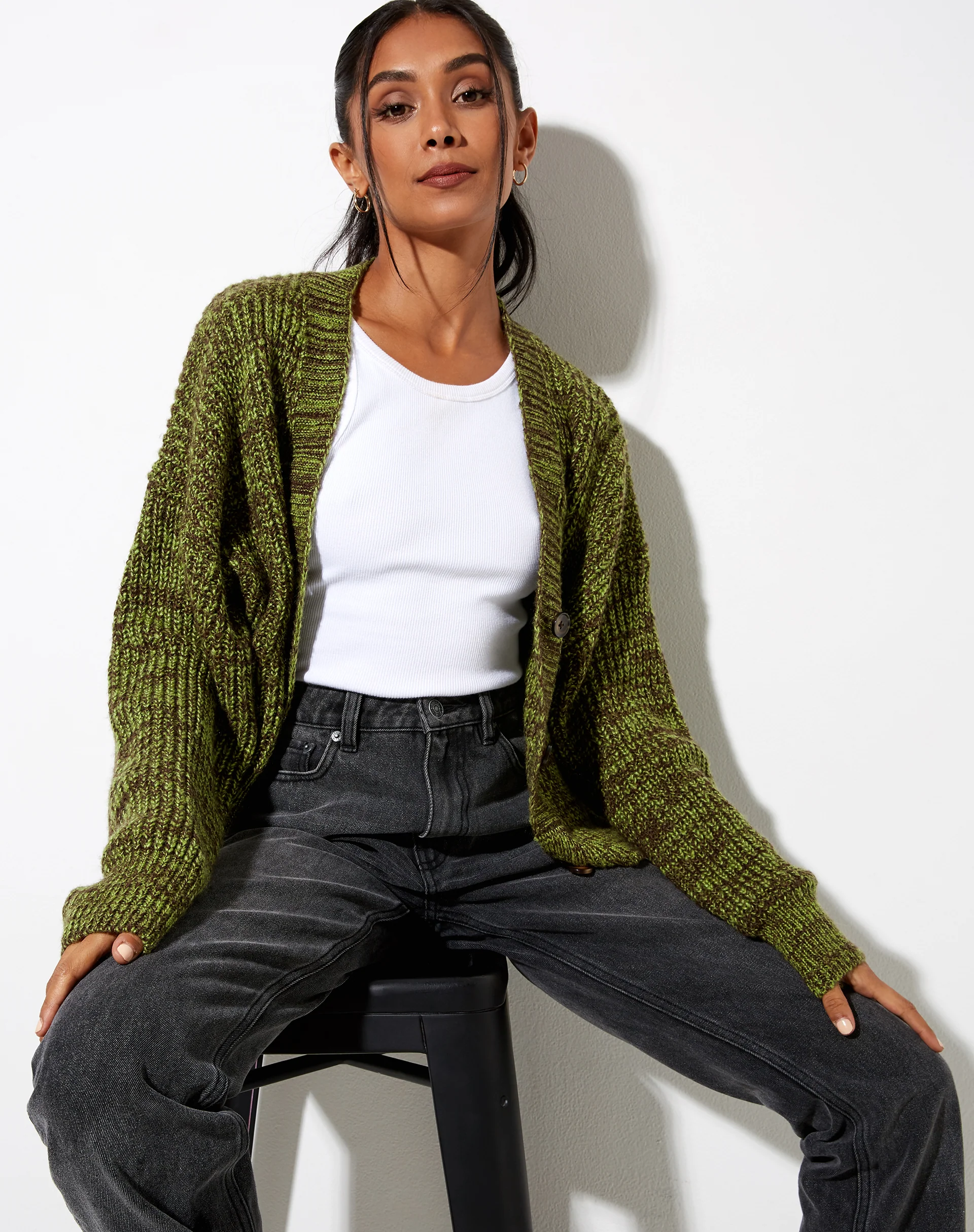 Fia Cardigan in Black and Green - Image 4