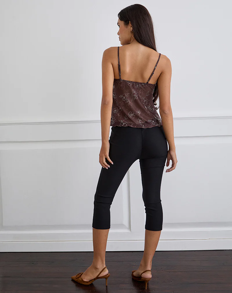 Fierza Cami Top in Doodle Flower Flock Brown - Image 5