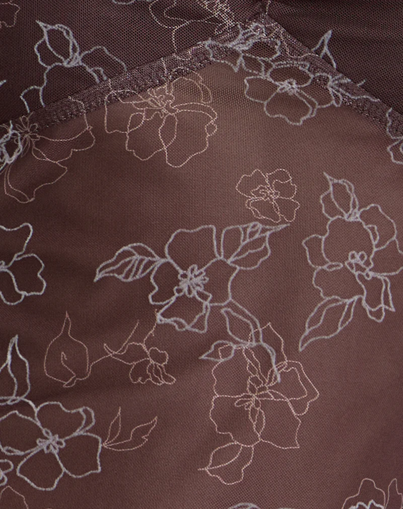 Fierza Cami Top in Doodle Flower Flock Brown - Image 6