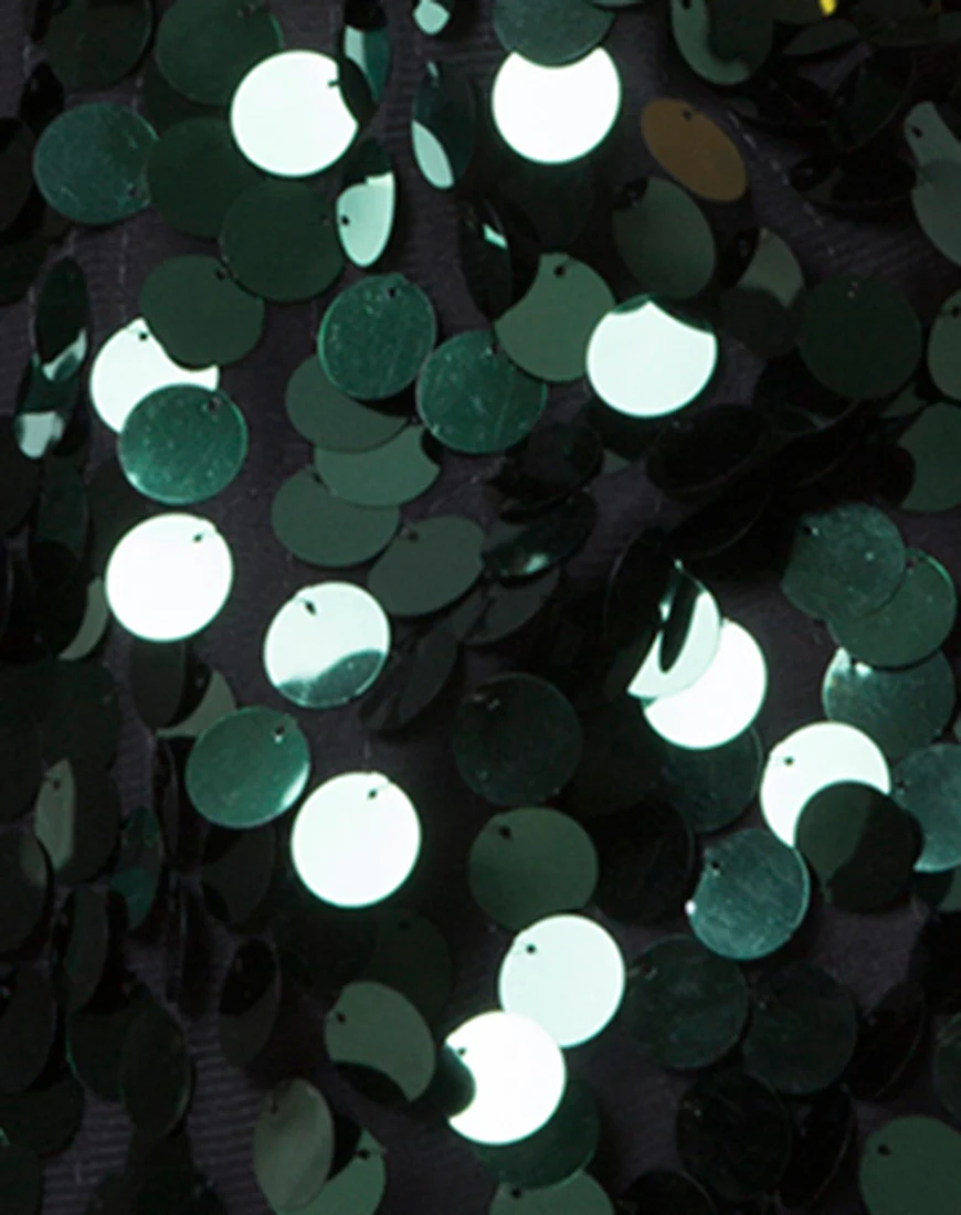 Finn Dress in Disc Sequin Forest Green - Image 5
