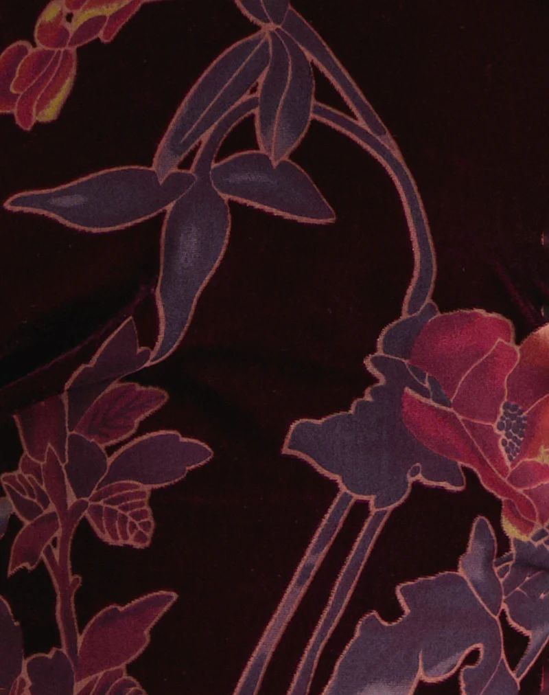 Fiorella Top in Floral Devore Burgundy - Image 7