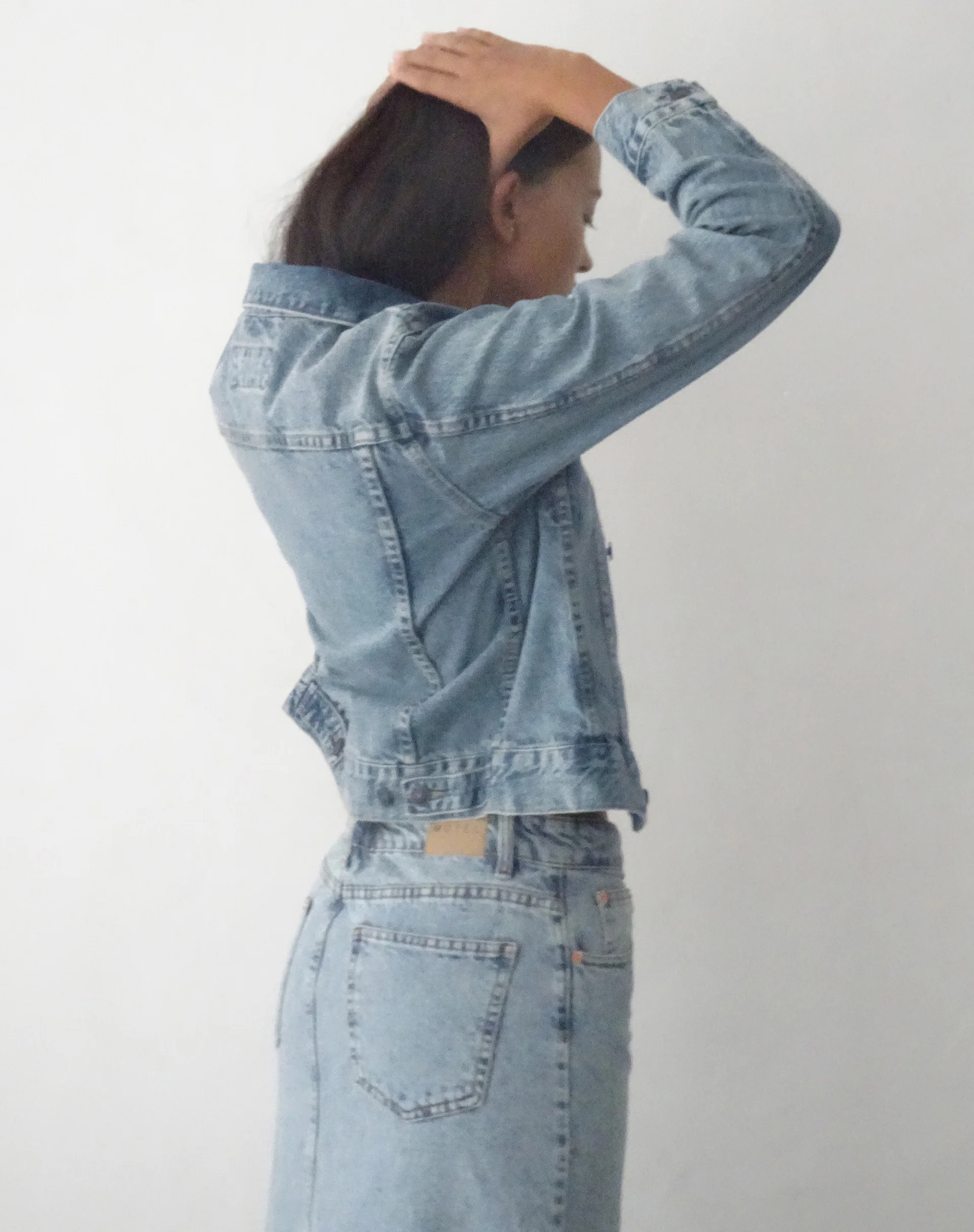 Fitted Denim Jacket in Blue Wash - Image 2