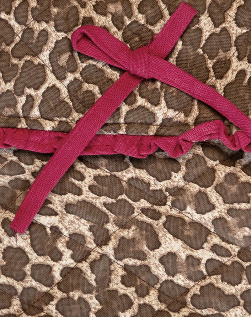Fold Over Makeup Bag in Leopard with Red Frill Bow - Image 5