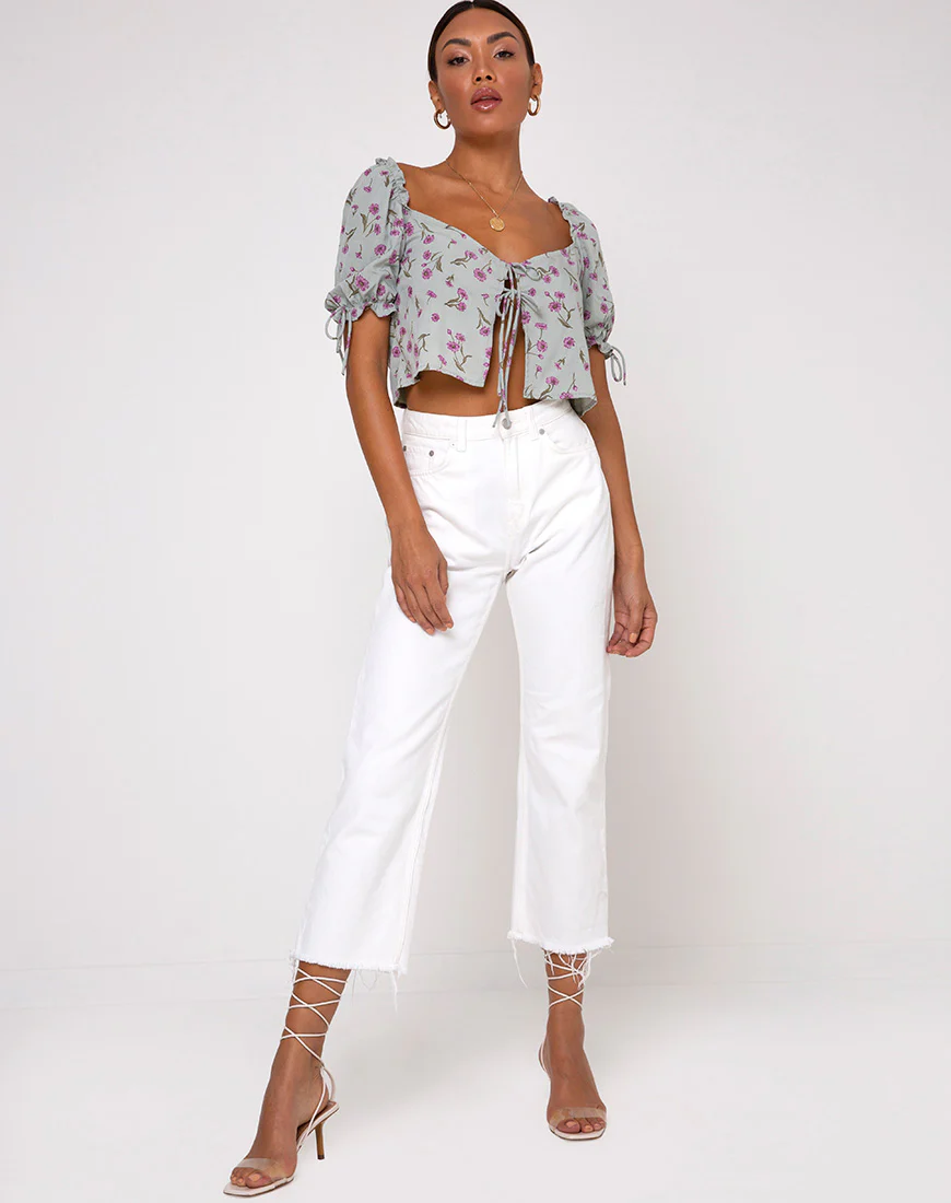 Fleur Top in Little Petal Dusky Blue - Image 3