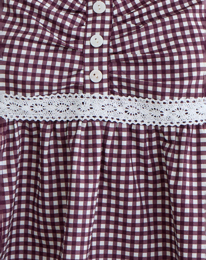 Flika Cami Top in Mini Gingham Wine - Image 6