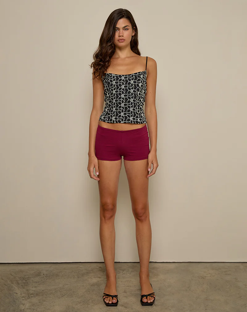 Florina Cami Top in Embroidery Flower Black - Image 3