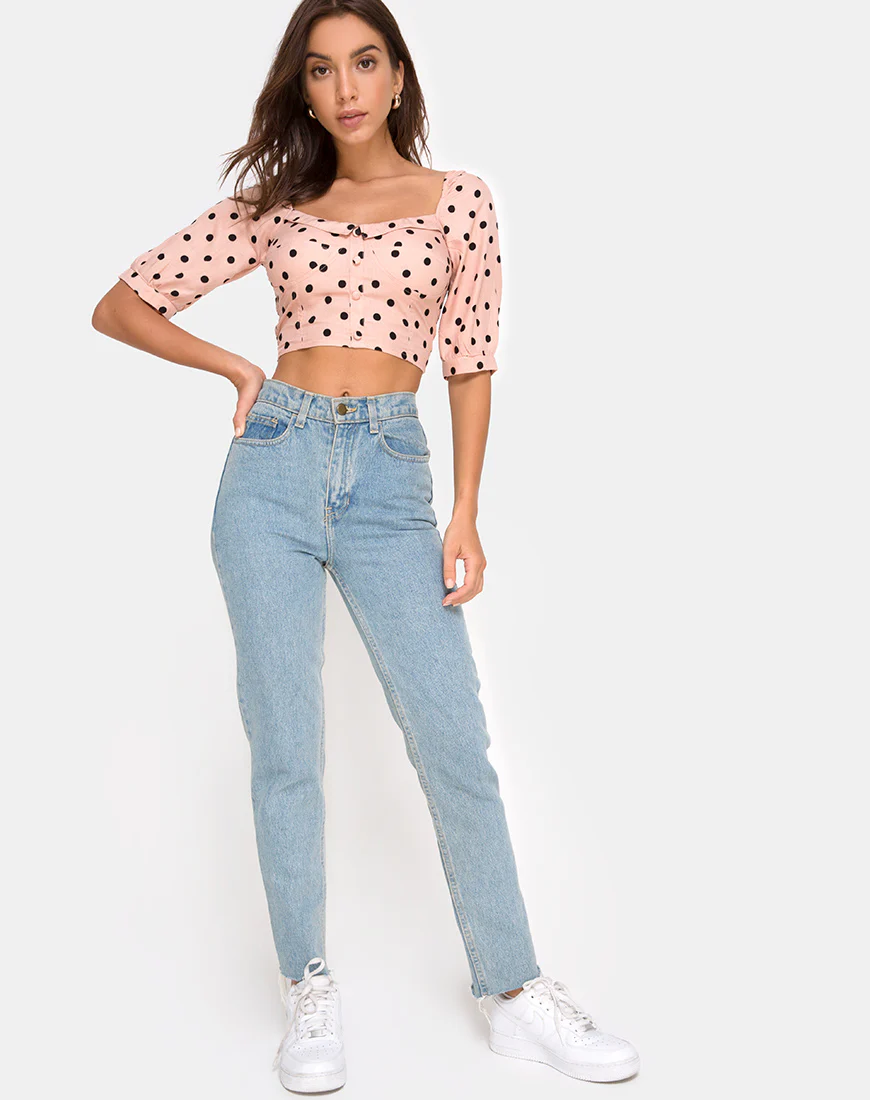Flory Crop Top in New Polka Nude - Image 3