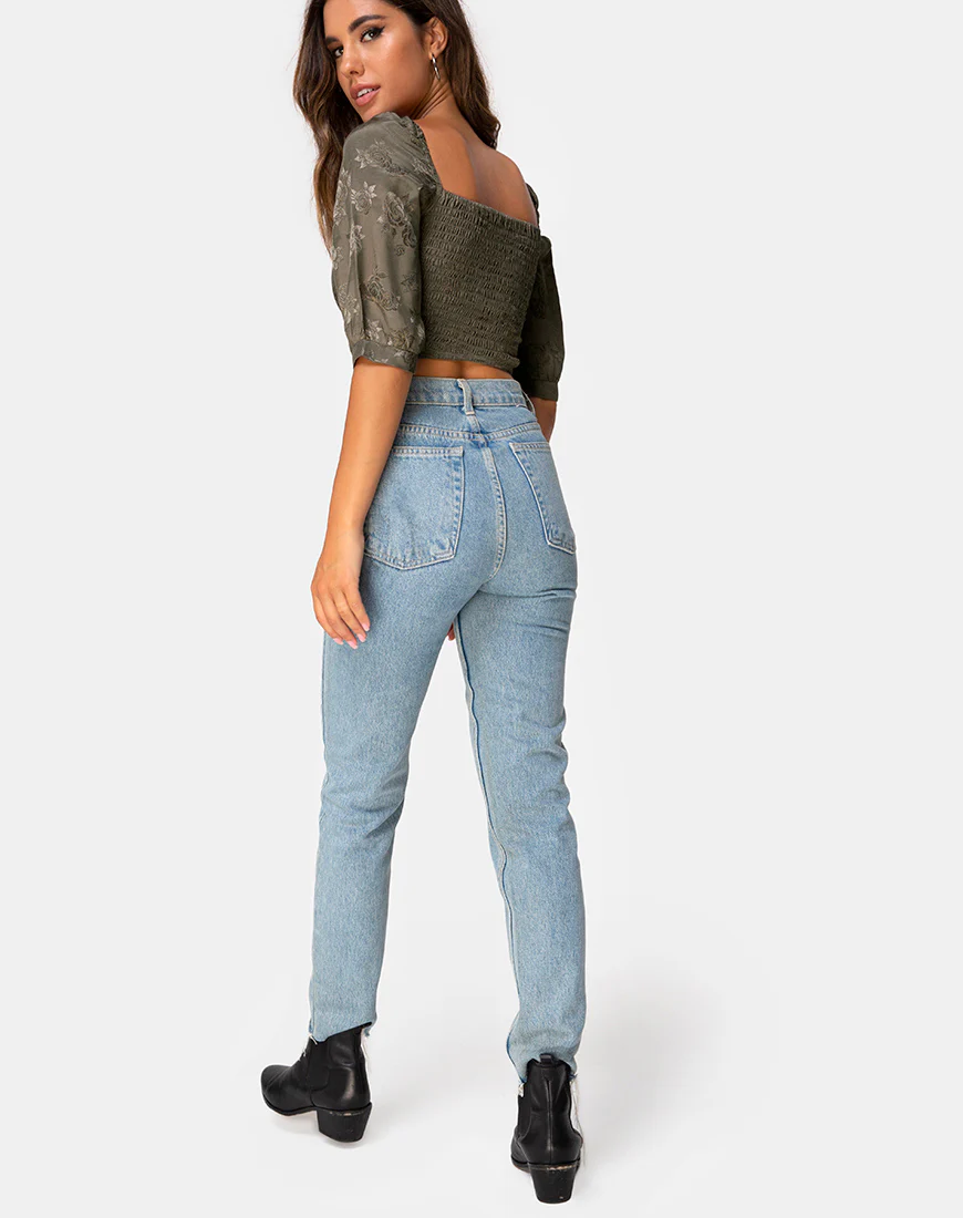 Flory Crop Top in Satin Rose Silver Grey - Image 5