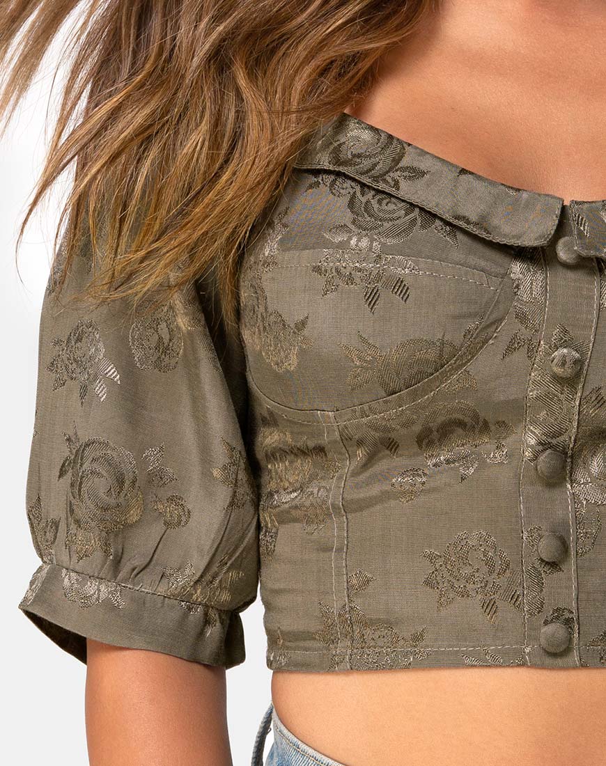 Flory Crop Top in Satin Rose Silver Grey - Image 6